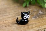 Small Black Glass Cat Ornament – Handmade Animal Figurine Mini Glass Cat Gift