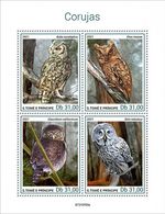 OWLS Birds of Prey Birds/Bird MNH 4v-Stamp Sheet #1642 (2021 Sao Tome)