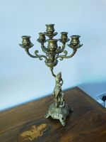 Antique Solid Brass 6 Branch Candelabra Featuring Female Figure