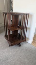 Large Antique Edwardian Revolving Bookcase Mahogany Library Display Stand