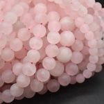 Rose Quartz Round Beads -FROSTED - 4mm 6mm 8mm 10mm - 14", for Jewellery Making