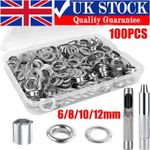100set Eyelet Punch Die Tool Set Leather Craft Banner Kit Eyelets Grommet Washer