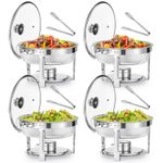 Wilprep 6qt 5.5L Chafing Dish Buffet Set of 4 Stainless Steel Food Warmers Party