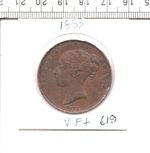 1853 YOUNG HEAD QUEEN VICTORIA COPPER VF+ PENNY COIN (619)