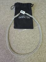 80865 Invicta Mens Elements Silver Iced Out Cuban Chain Necklace 21.65 inch