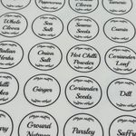 48 x 2 Herbs & Spices Jar Label Stickers Vinyl Decal Home Cooking Kitchen Pantry