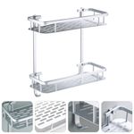Reusable Aluminum 2 Tier Storage Shelf Wall Rack for Kitchen and Bathroom Use