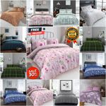 Floral Duvet Cover Complete Sets with Pillow cases Fitted Sheet Reversible Quilt