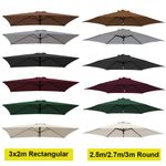 2.5m 2.7m 3m 3x2m Replacement Fabric Parasol Canopy Cover for 6 8 Arm Umbrella