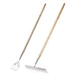 Alfresia Stainless Steel Garden Hoe and Rake Set - Ash Wooden Handle