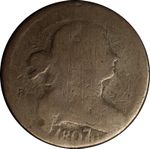 1807/6 S-273 Draped Bust Large Cent Coin - Large 7/6, Pointed 1 - Scratched