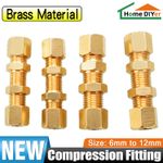 Brass Compression Bulkhead Fitting Copper Pipe Tube Coupling Bulkhead Connector