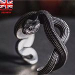 Men's Black Python Snake Ring Gothic Punk Rock Vintage Adjustable Jewellery Gift