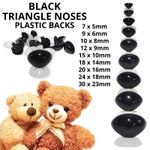 BLACK TRIANGLE NOSES with PLASTIC BACKS - Animal Safety Nose for Soft Toys