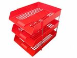 RED A4 PLASTIC TRAYS & RISERS Any Qty to Organise File Filing Paperwork Paper