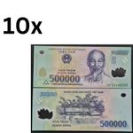 10xVietnamese Dong 500K Polymer Banknote Vietnam 500000 VND Uncirculated UNC