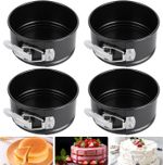 4Pieces round Cake Tins for Baking, 4 Inch Mini Springform Cake Tin Set Cake Pan