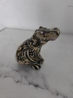 Small Ornamental Hippopotamus, Beautiful Black & Biege Pattern. Made By Collage