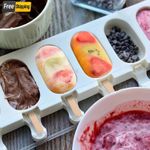 Reusable Silicone 4/8 Cavity Ice Cream Popsicle Mold for DIY Treats
