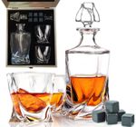 Twist Whisky Decanter, Crystal Whiskey Glasses & Whisky Stones Gift Box Set