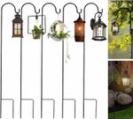 4X Shepherd Hook Metal Garden Stake For Pots Solar Light Lantern Bird Feeder