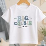 T-Shirt Promoted to Big Cousin New Baby Announcement Blue Kids Boys Tee Top Gift
