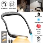 Neck Reading Light, USB Rechargeable Book Light & Desk Lamp with Battery Display