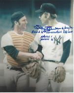 Yankees Stan Bahnsen Autographed 8x10 photo with Thurman Munson great stats