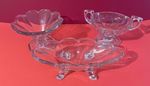Footed Glass Dishes Set of 3 Vintage Tableware Glassware English