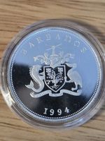 1994 Barbados One Dollar  .925 silver proof coin  the queen mother with coa