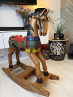 Large Vintage Wooden Rocking Horse – Hand Painted Decorative Classic
