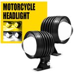 2x LED Motorcycle Spot Lights Headlight Driving Fog Auxiliary Lamp Yellow White