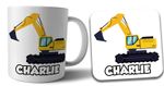 Personalised Construction  Digger Mug and Coaster Gift Set Christmas Birthday