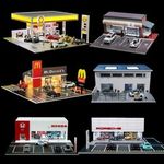 1/64 Diorama Car Garage Model LED Lighting Parking Lot Diecast Vehicle Display