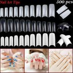 500 Artificial French False Acrylic Nail Art Tips White Clear Natural UV Gel