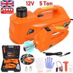 5 Ton 12V Electric Hydraulic Automatic Car Jack Lift Kit w/ Impact Wrench Repair