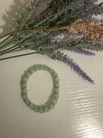 Green Stone Beaded Stretch Slip-On Bracelet Round Beads