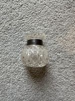 Crystal Glass Vintage Small Lidded Jar Vase Bottle Silver Hallmarked Round