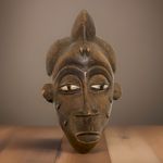 Authentic African art Wooden mask / BAULE Statue Hand Carved Tribal Figure 