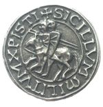 Masonic Knights Templar Seal The Two Riders Pewter Lapel Pin Badge  