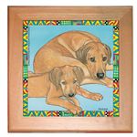 Rhodesian Ridgeback Dog Kitchen Ceramic Trivet Framed in Pine 8" x 8"