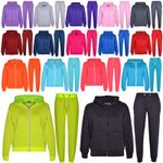 Kids Plain Tracksuit Hoodie with Joggers Jogging suit for Girls Boys 2-13 Years