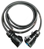 16A 230V 2P+E Black Sockets on a 4m Black Cable- Sold as Pair