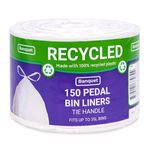 150 x Pedal Bin Liners White Strong Tie Handle Recycled Fits up to 35L Bins