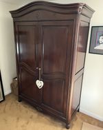 Dark Wood Freestanding Wardrobe 2 Hinged Doors Hanging Rail 200cm H