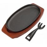 9 x 5 inch Cast Iron Sizzle Platter for Food Mixed Grill Meat Veg Pub Starter