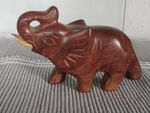 WOODEN HAND CARVED ELEPHANT FIGURINE approx 7.5" in length