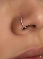 Titanium Steel Nose Ring 8mm Silver CZ Pave Cartilage Helix Tragus Piercing 1pc