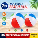 2PK -16" 20" 24" Inflatable Beach Ball Swimming Pool Toy Summer Holiday Outdoor
