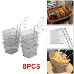 8PCS Kitchen Mini Chip Baskets Mini Fryer Serving Food Presentation Basket UK